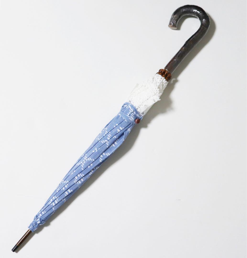 新品 バイカラー 上品豪華レース 爽やか空色 高級長傘 日傘 10本骨