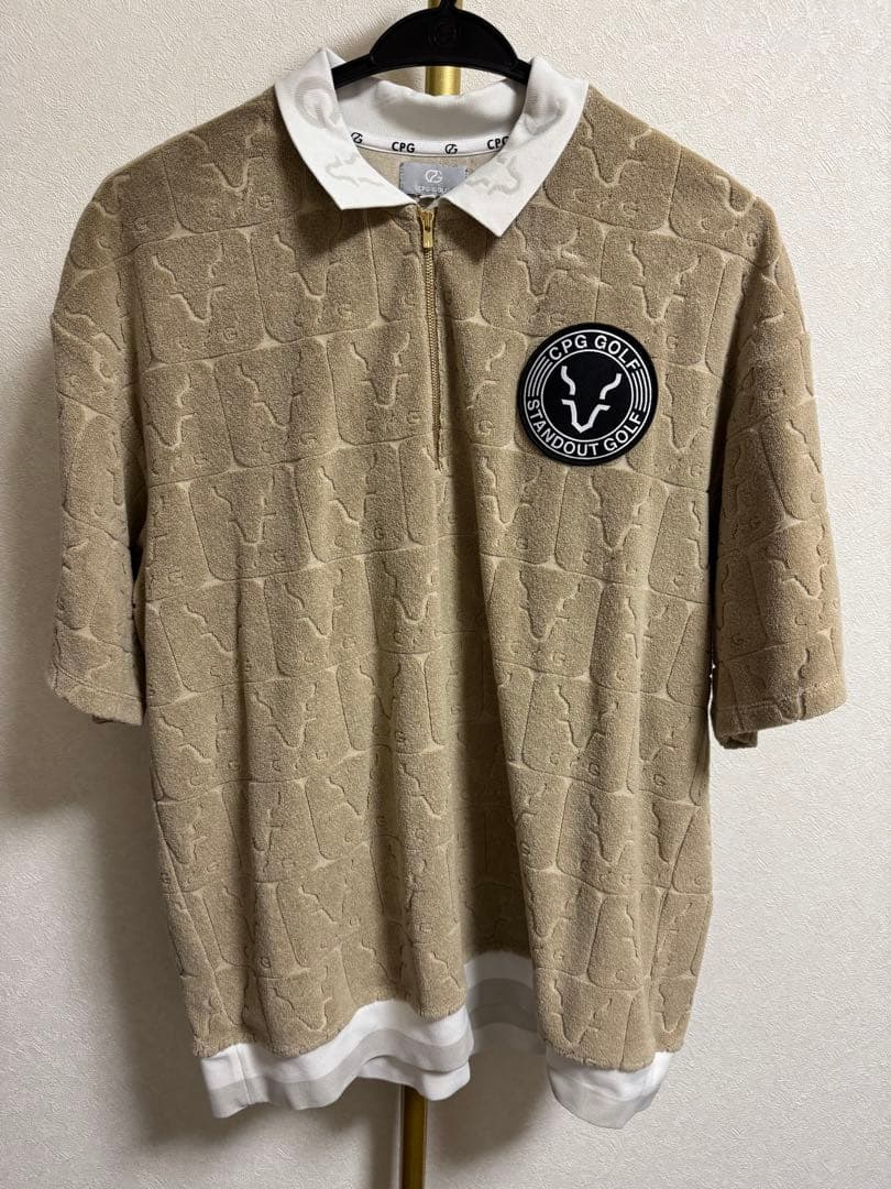 CPG GOLF メンズ パイル 半袖 シャツ ベージュ