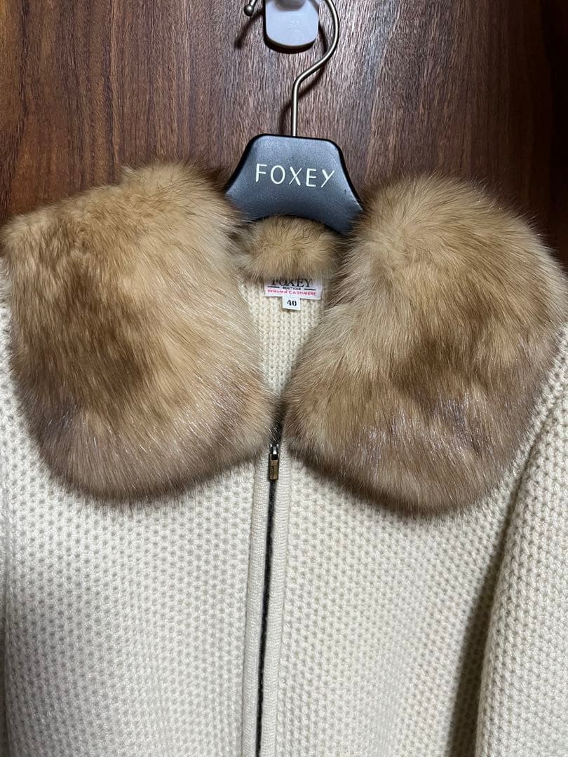 FOXEY カシミヤ100% ファー付きジャケット